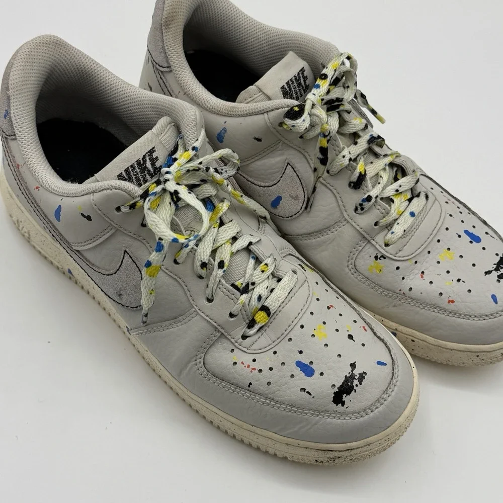 Nike Air Force 1 Low '07‎ LV8 Paint Splatter 2021 Size 8.5 CZ0339-100 Sneakers